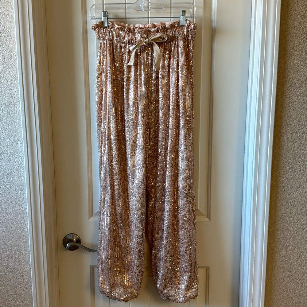 Rose Gold Sparkle Sequin Pants